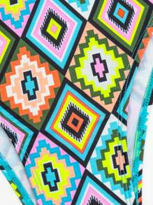 SHEIN Swim 女士几何印花比基尼套装夏季海滩