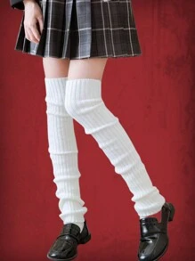 ROMWE 3pairs Y2k Style Leg Warmers Set - White - View 2