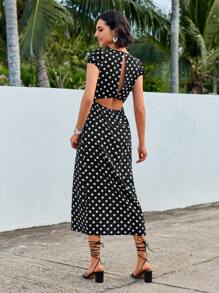 GENKIRA Polka Dot Short Sleeve Dress - Multicolor - View 2