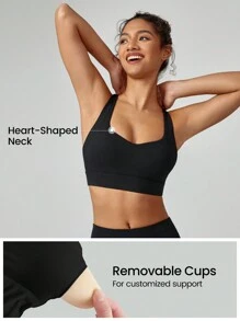 GLOWMODE Featherfit™-geripptes Flexibles Sport-bh Mit Herzförmigen, Gekreuzten Ausschnitten, Leichter Unterstützung Für Yoga Und Studio Mit Geringem Einfluss