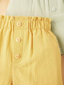 SHEIN Bộ 3 quần short trơn cạp chun mùa hè cho bé gái - Nhiều màu - Xem 5