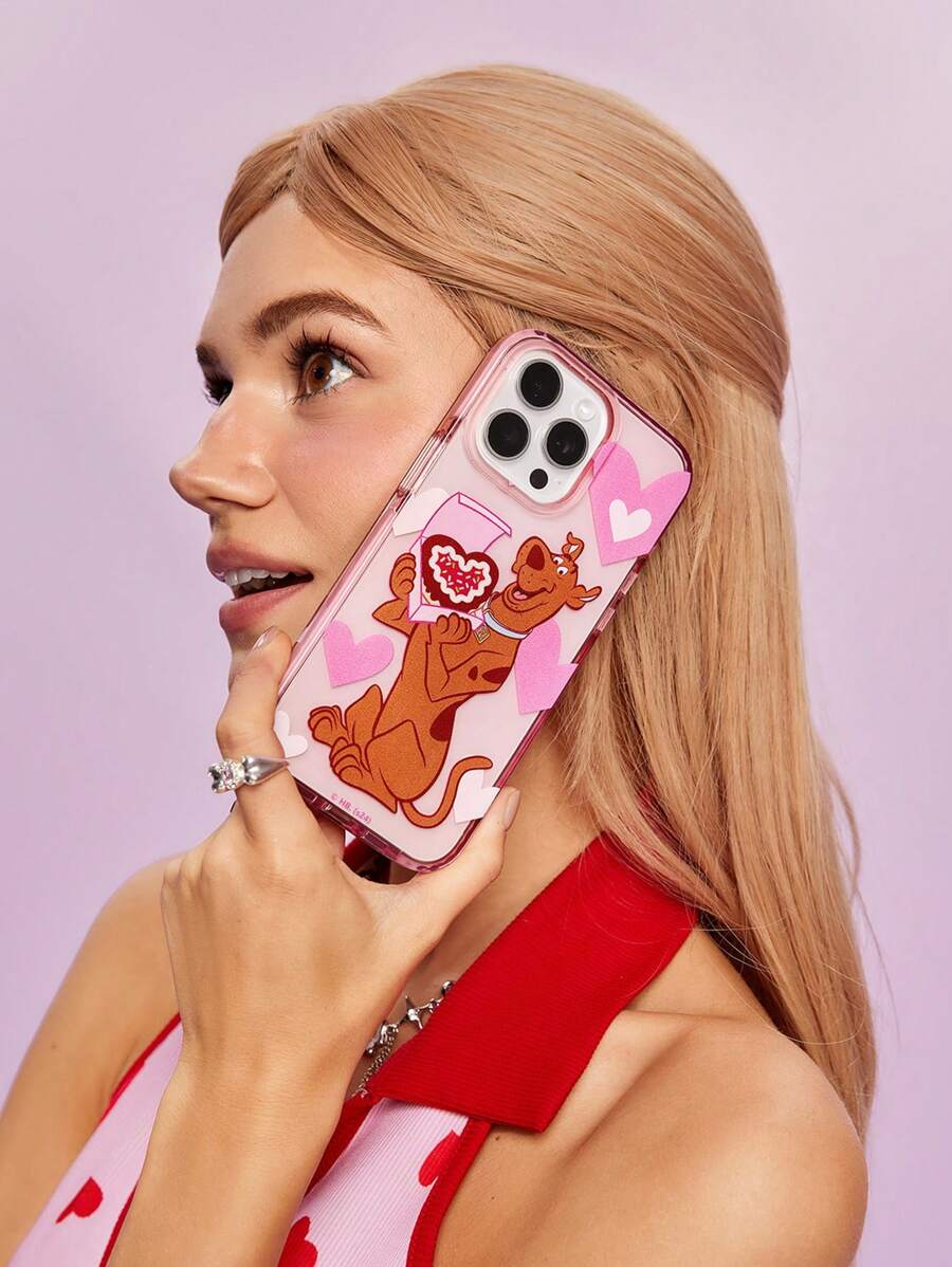 SCOOBYDOO X SHEIN Translucent Pink Love Heart Phone Case SHEIN USA