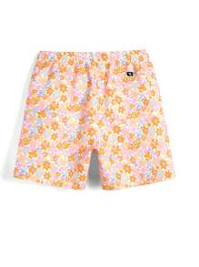 Manfinity 男士花卉图案印花沙滩短裤，带斜口袋，情侣款泳池短裤，适合海滩、度假 - 黃色 - 查看 2