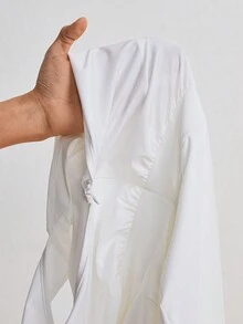SHEIN Privé Plus Size Elegant Bodycon Halter Neck White Dress - White - View 7