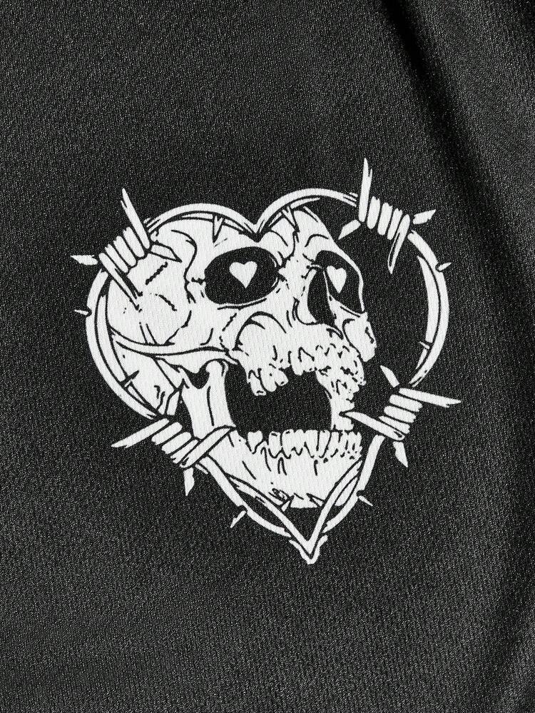 Men's Short Sleeve Shirt With Letter And Cartoon Character Print