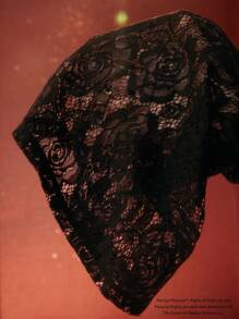 Marilyn Monroe X SHEIN Portrait Patched Lace Trumpet Sleeve Blazer - Black - View 8