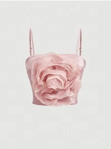 SHEIN MOD Women'S Exaggerated 3d Flower Embellished Camisole Top - Pink - View 1