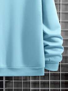 Manfinity Homme Sudadera de manga larga con estampado de dibujos animados para hombre, sudadera azul, sudaderas para hombres, sudadera - Celeste - Ver 5