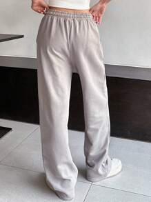 DAZY 女士束口直筒運動褲 - 淺灰色 - 查看 2