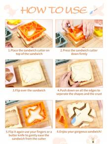 SHEIN Basic living 1 Pc Plastic Multiple Shapes Sandwich Cutter Durable Cookie Cutter Multifunctional Mold - Multicolor - View 6