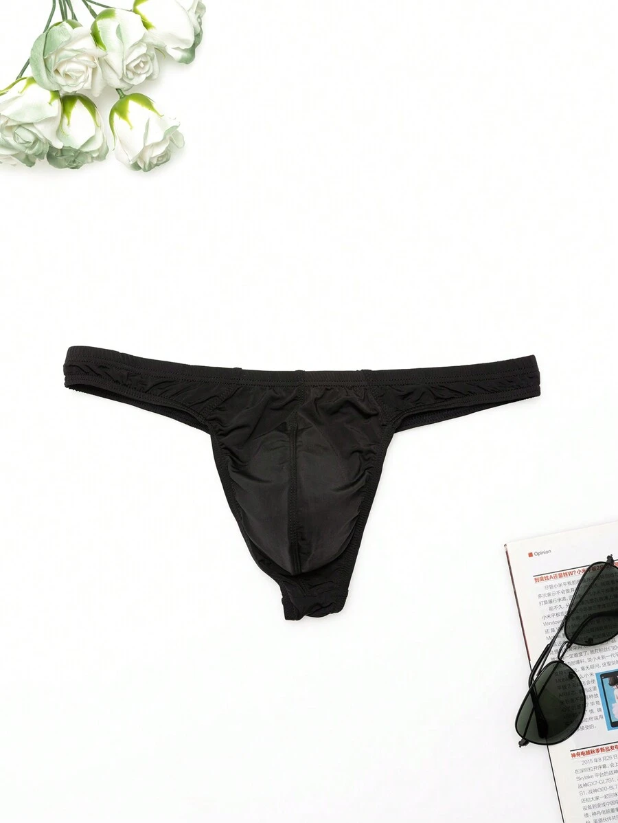 Men Letter Patched Detail Jockstrap - Black - View 1