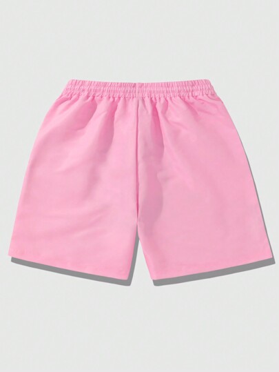 Prep Pantalones cortos tejidos con gráfico de estrellas y letras para uso casual, primavera y verano, escuela, para hombre