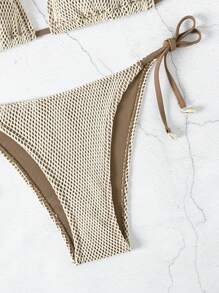SHEIN Swim Bộ bikini quây nữ đi biển mùa hè - màu nâu - Xem 3
