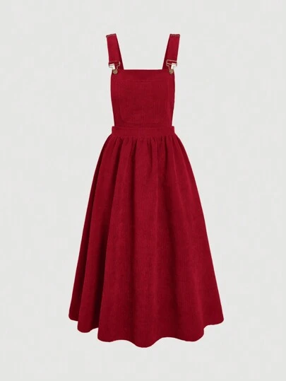 SHEIN MOD 女式纯色前口袋褶饰休闲连衣裤