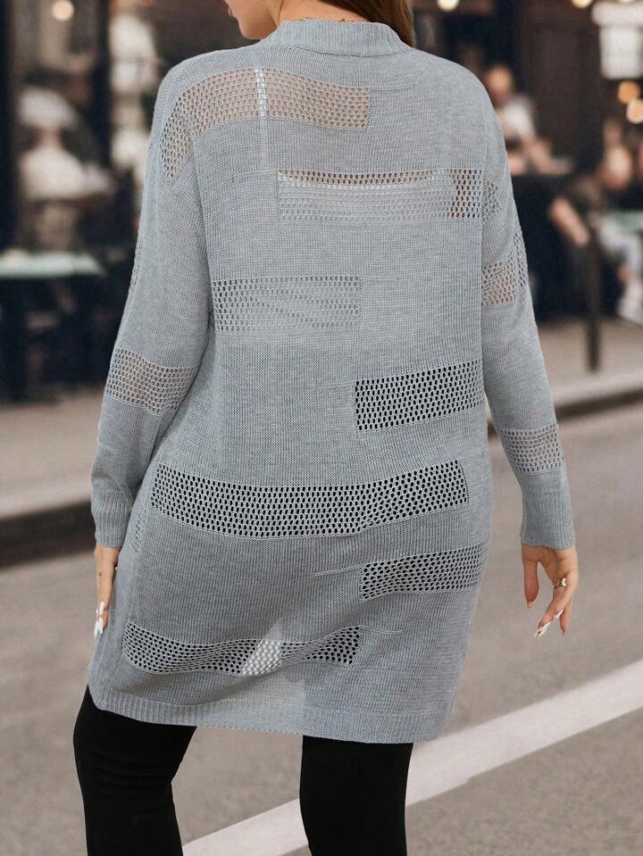 SHEIN LUNE グレー ニット カーディガン | SHEIN JAPAN