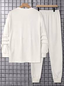 Manfinity LEGND Nam Nhuộm buộc Thú vật In Áo thun Và Quần Bộ - trắng - Xem 2