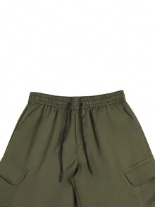 Manfinity Hypemode Men's Cargo Shorts With Drawstring Hem - Army Green - View 5