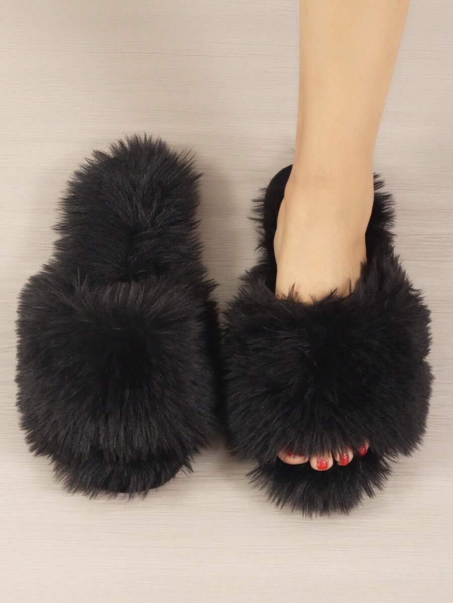 Fluffy Slippers For Women, Open Toe Indoor House Slippers, Soft And Warm For Autumn And Winter,Halloween