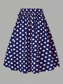 SHEIN Unity Women's Random Polka Dot Printed Skirt - Navy Blue - View 2