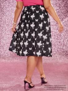 Marilyn Monroe X SHEIN Plus Figure And Butterfly Print Skirt - Black - View 2