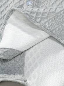 Manfinity Homme 男士純色短袖襯衫和短褲2件套裝 - 灰色 - 查看 5
