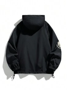 Men's Lightweight Hooded Printed Jacket - Black - View 3