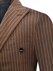 Men's Fashion Business Striped Suit - Brown - View 5