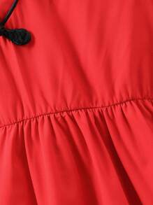 SHEIN Vestido de manga abullonada estilo chino para niña con botones de estilo tradicional - Rojo - Ver 5