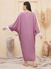 Al Najma Women's Batwing Sleeve Dress With Patchwork Kaftan Jalabiya Dress