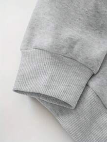 SHEIN EZwear Women's Printed Long Sleeve Sweatshirt - Grey - View 6