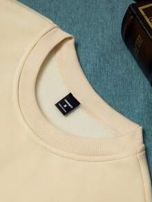 Manfinity Homme 男式两件套保暖内衬纯色运动衫和运动裤 - 杏色 - 查看 6