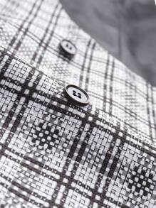 Calvornis Men's Plus Size Double Breasted Plaid Suit Vest - Black and White - View 4