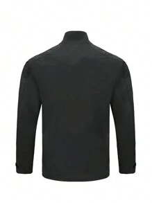 Manfinity Athleisure Boyfriend Style Men's Zipper-Up Long Sleeve Athletic Jacket Workout Tops Sports Jacket - Black - View 2