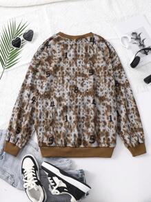 Teen Girls' Digital Print Sweatshirt With Round Neck - Brown - View 2
