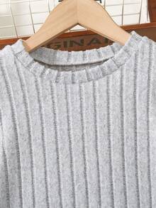 Teen Girl's Ribbed Long Sleeve Bodysuit - Grey - View 3