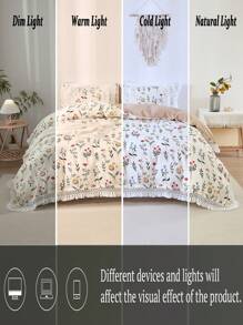 3 件套花卉印花浪漫床上用品套装（1 个羽绒被套 + 2 个枕套，无填充物），日常使用涤纶柔软亲肤，适用于卧室、主卧、客房、所有季节，馈赠佳品 - 彩色 - 查看 9