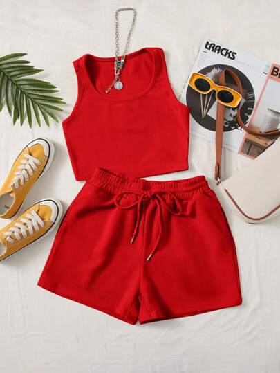 SHEIN女性用服タンクトップ？とパンツのセット SHEIN女性用服タンクトップ？とパンツのセット