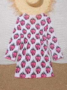 Tween Girls' Heart Printed Long Sleeve Kimono - Multicolor - View 2