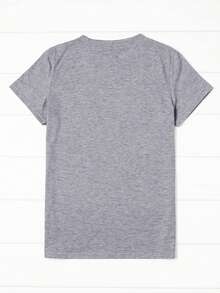 大码女式口号印花圆领短袖休闲 T 恤