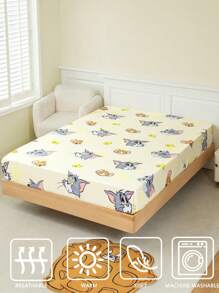 TOM & JERRY X SHEIN Đúng mốt Vàng Dễ thương Chăn Vừa vặn - Màu vàng - Xem 5