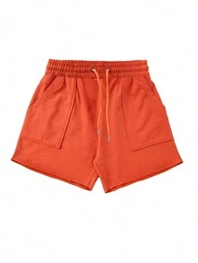 Manfinity LEGND Men's Solid Color Drawstring Shorts - Orange - View 4
