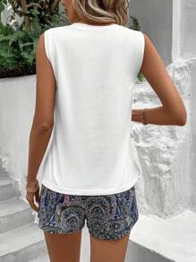 EMERY ROSE Áo vest Áo Với Túi vá Hơn In Quần short Hai chiếc Bộ - Nhiều màu - Xem 2