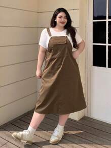 Dazy Plus 宽松大码吊带A字连衣裙，休闲女装