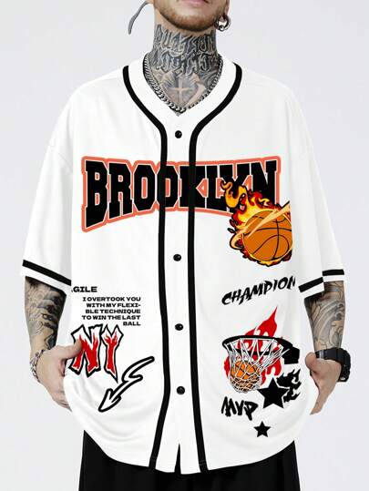 Prep Camiseta con estilo de jersey de fútbol con bloqueo de color y eslogan impreso para baloncesto, para la escuela