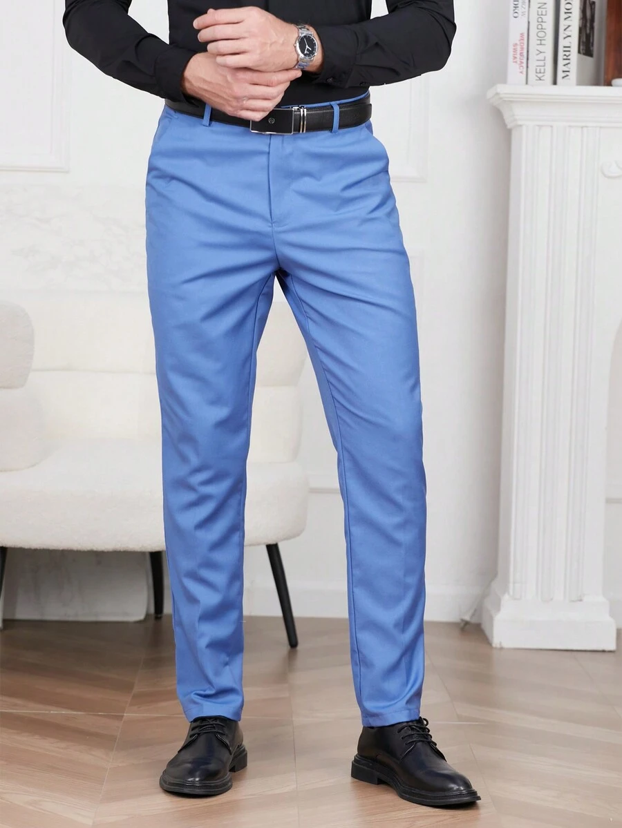 Manfinity Mode Nam Màu thuần Bộ đồ Quần Với Túi - Màu xanh lam - Xem 1