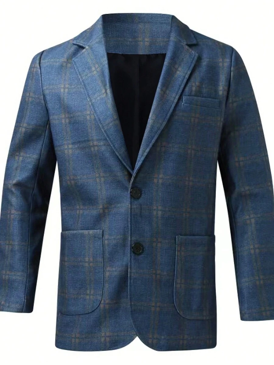 Manfinity Mode Men's Checked Single-Breasted Suit Jacket - Blue - View 1