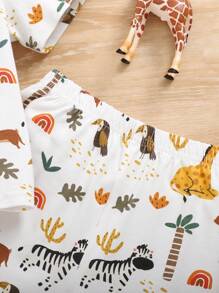 SHEIN Juego De Ropa De Bebé Para Niño, Con Camiseta De Manga Corta Con Patrón De Dinosaurios Y Pantalones Casuales De Dormir De Cuello Redondo. - Multicolor - Ver 6