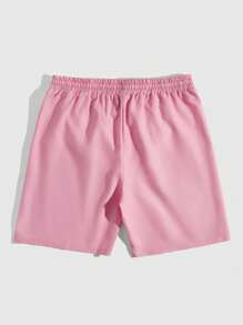 ROMWE MEN Grunge Punk Quần short cạp rút in hình chữ thập cho nam, đi học - Hồng - Xem 2