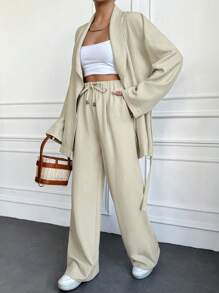 EURMUSE Beige Two Pieces Sets - Beige - View 5