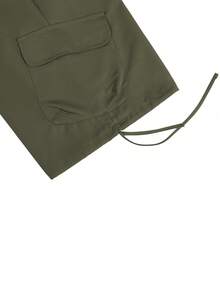 Manfinity Hypemode Men's Cargo Shorts With Drawstring Hem - Army Green - View 4